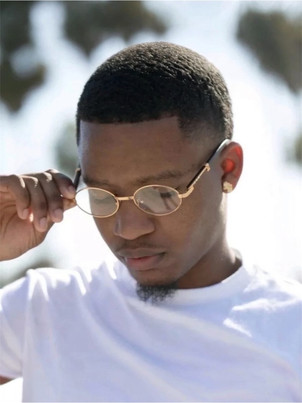 Hip Hop Vintage Gold Frame Clear Lens Wood Glasses